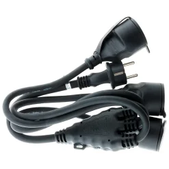 Prolongateur à triple tête pour chantier HO7RN-F 16A 3G1,5mm² - Noir 1m - Zenitech