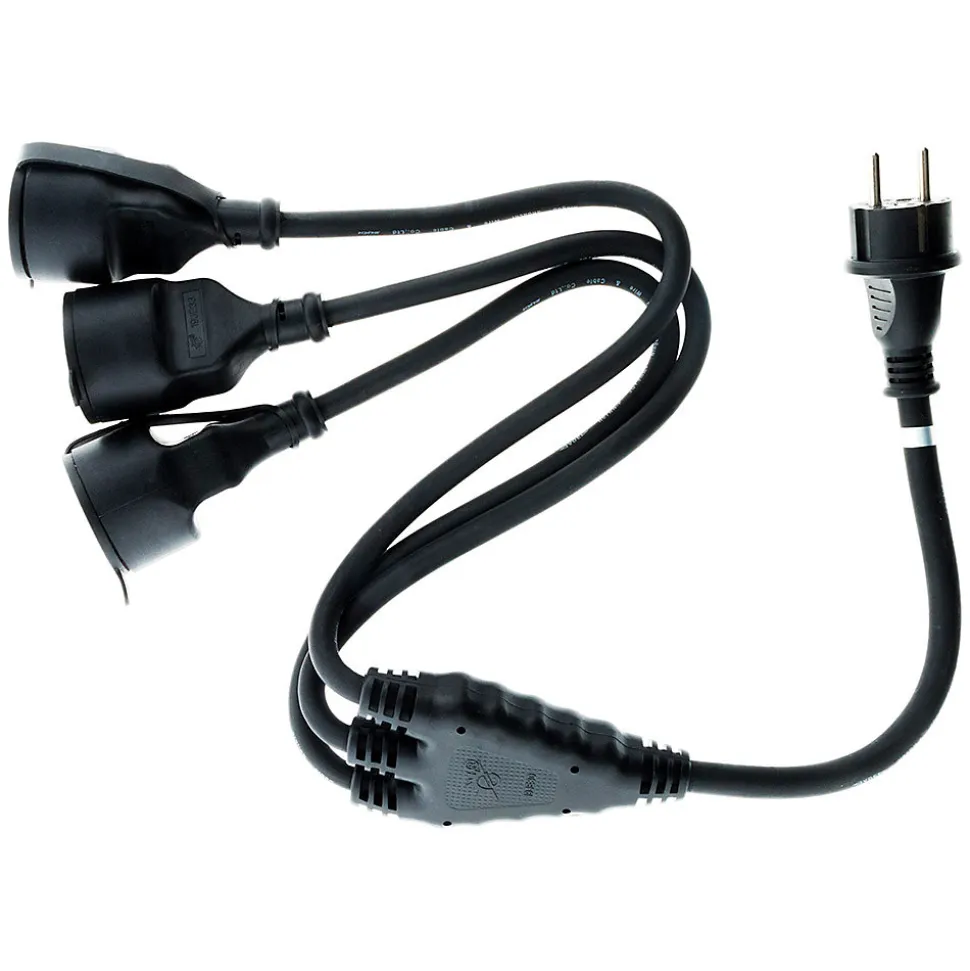 Prolongateur à triple tête pour chantier HO7RN-F 16A 3G1,5mm² - Noir 1m - Zenitech