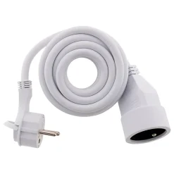 Prolongateur 16A 2P+T HO5VV-F 3G1,5mm² - Blanc 3m avec fiche extraplate - Zenitech