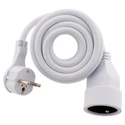 Prolongateur 16A 2P+T HO5VV-F 3G1,5mm² - Blanc 3m avec fiche extraplate - Zenitech