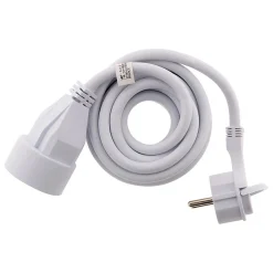 Prolongateur 16A 2P+T HO5VV-F 3G1,5mm² - Blanc 3m avec fiche extraplate - Zenitech