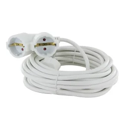 Prolongateur Schuko double tête 3m - blanc - Chacon