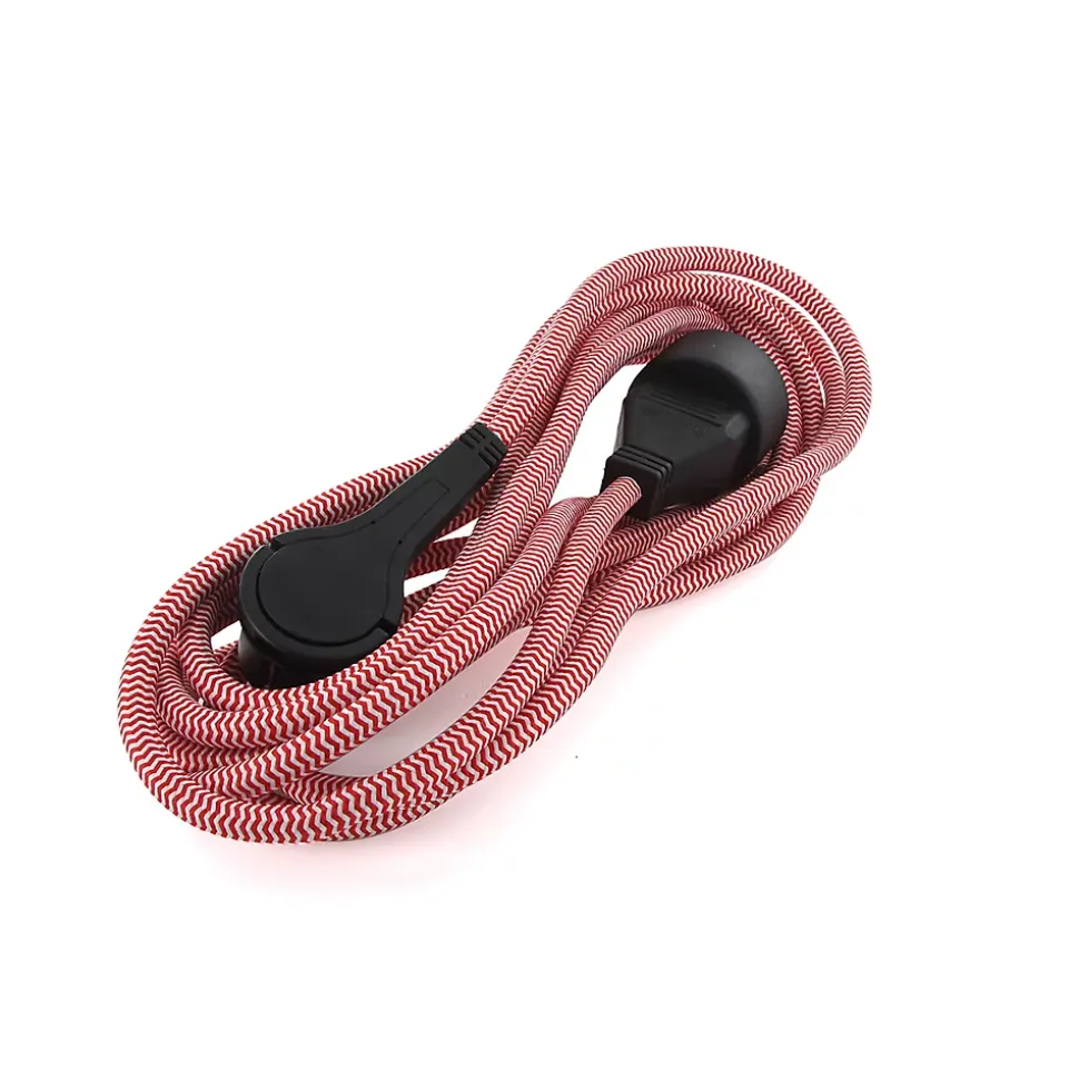 Prolongateur Schuko fiche plate 3m rouge/blanc Chacon