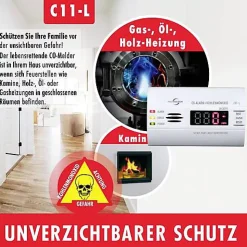 Protector C11-L détecteur de monoxyde de carbone à piles - affichage LED, capteur électrochimique