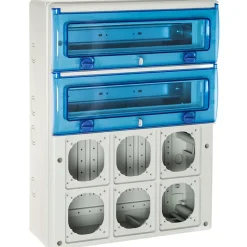 1332pv6 Coffret étanche Ip65 Pour 6 Prises Industrielles à Composer - 2 Rangées De 16 Modules - Solera Indubox