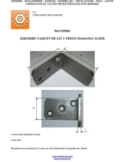 Équerres Taquet LIT 3 Trous 55X65X35X3 Acier - 1 pièce