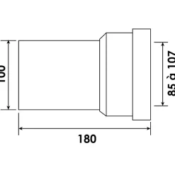 Raccord - Pipe droite mâle - 100mm - Couleur blanche - Idéale pour installations sanitaires