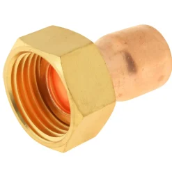 Raccord collet battu cuivre droit à souder sur tube cuivre Ø14 - sortie écrou tournant femelle 15/21 (1/2"), lot de 2
