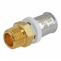 Raccord droit à sertir pour tube Multicouche Ø16 - droit mâle 12/17 (3/8")
