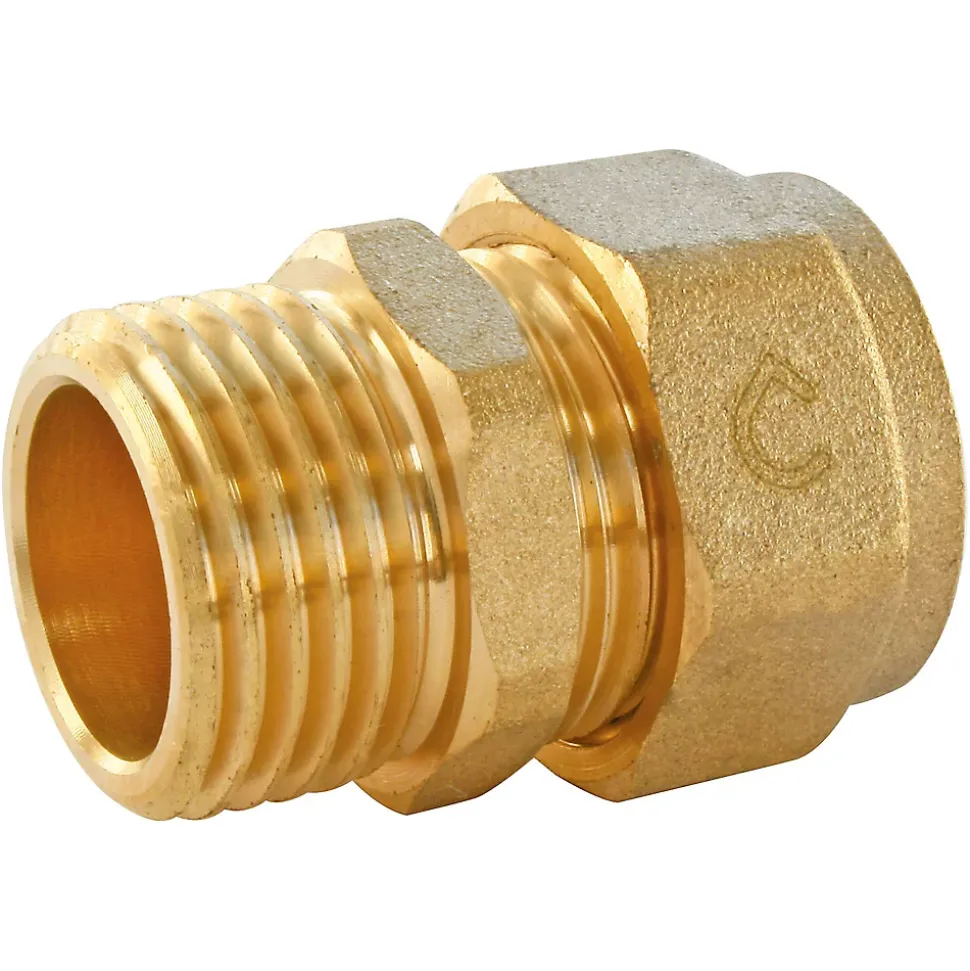 Raccord droit mâle PER à compression Ø12 - Femelle 15/21 (1/2")