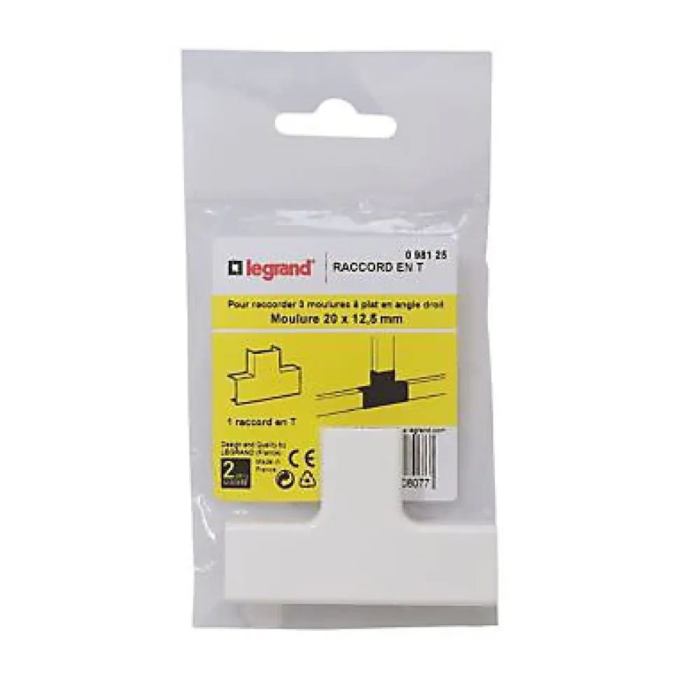 Raccord en T pour moulure 20 x 12,5 mm Legrand