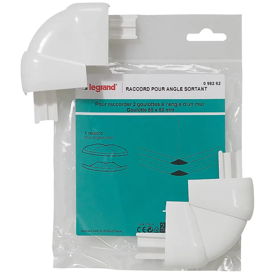 Raccord pour angle sortant, pour goulotte Mosaic 80 x 50 mm Legrand