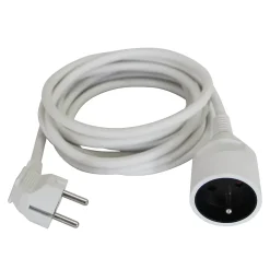 Rallonge électrique câble H05VVF 3G1,5 mm², 3680 W coloris blanc longueur 3 m