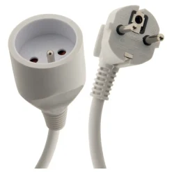 Rallonge 1,90m - HO3VVH2F 2x0,75mm² 6A - blanc - Zenitech