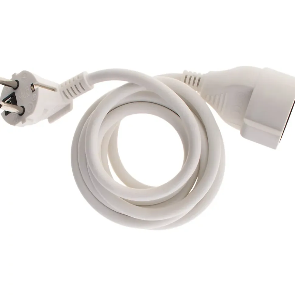 Rallonge Schuko HO5VV-F 3G1,5mm² 2m - blanc - Zenitech