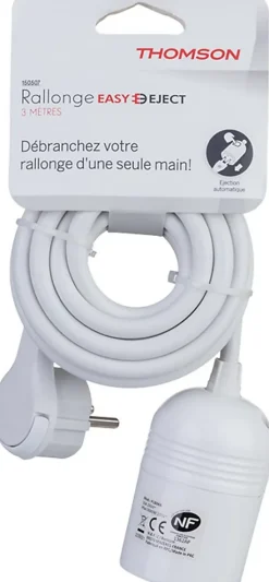 Rallonge secteur Thomson Easyject longueur 3 m câble H05VV-F 3G1,5mm² 3680W pour 230V maxi