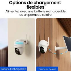 Reolink - Caméra de surveillance Argus PT Lite B420 - Rotation 355 - Vision nocturne - Avec panneau solaire