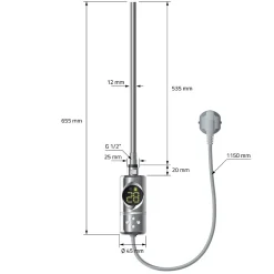 Resistance electrique chrome 600W thermostat avec écran LED mode minuterie