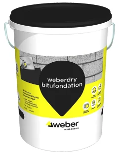 Revêtement d'imperméabilisation des fondations et collage d’isolants 25 kg prêt à l'emploi, Weberdry Bitufondation