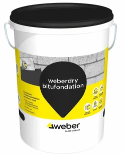 Revêtement d'imperméabilisation des fondations et collage d’isolants 25 kg prêt à l'emploi, Weberdry Bitufondation