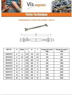 Ridoir à chapes fixes soudées Inox A4 Diamètre 10 - 1 pièce
