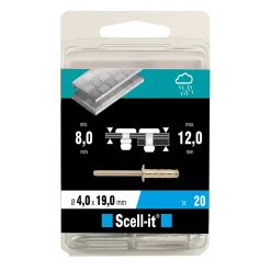 Rivet ø4 x 19 mm tête plate charge max 300kg, 15 pièces