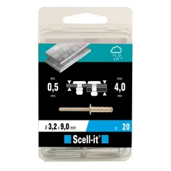 Rivet ø9.2 x 9 mm tête plate charge max 300kg, 20 pièces