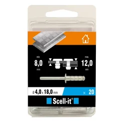 Rivet ø4 x 18 mm tête plate charge max 100kg, 15 pièces