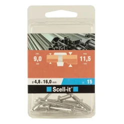 Rivet aveugle tête plate aluminium 4,8 x 16 mm, 15 pièces