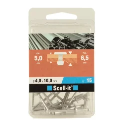 Rivet aveugle tête plate aluminium 4,0 x 10 mm, 15 pièces