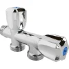 Robinet à clapet à double sorties pour l'alimentation de 2 machines à laver, Entrée Mâle 1/2" - Double sortie Mâle 3/4" Somatherm for you