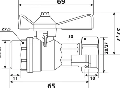Robinet compteur mâle 3/4 écrou libre 3/4 Somatherm for you