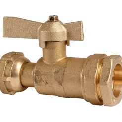 Robinet d'arrêt à boisseau sphérique - F 3/4' - Diamètre 20 mm - Avant et après compteur d'eau - Pour tube PE - Huot