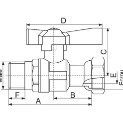 Robinet d'arrêt à boisseau sphérique - M 3/4' - F 1' - Avant et après compteur - Ravani