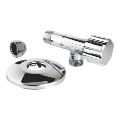 Robinet d'arrêt équerre sous-lavabo long, Mâle 12/17 - Tube cuivre Ø10 mm Schell