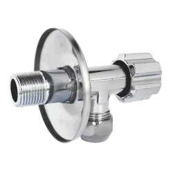Robinet d'arrêt équerre sous-lavabo long, Mâle 15/21 - Tube cuivre Ø10 mm Schell