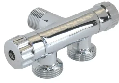 Robinet de piquage à double sortie équerre pour raccord 2 machines à laver / installation existante, Entrée Mâle 1/2" Somatherm for you