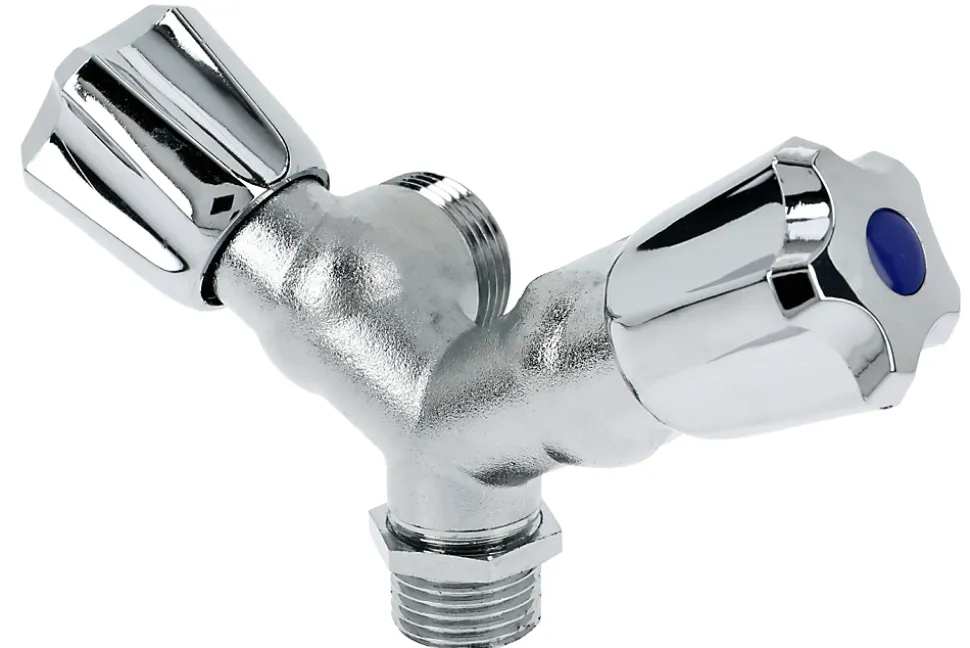Robinet double de machine à laver laiton chromé - GARIS - B01-RMLDB