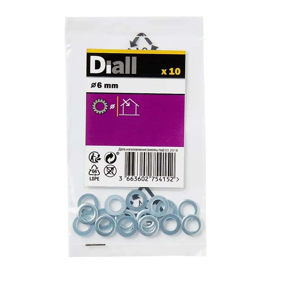 Rondelles plates en acier au carbone ø 6mm - 10 pièces.