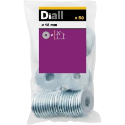 Rondelles plates larges en acier au carbone ø 18mm - 50 pièces