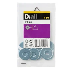 Rondelles plates larges en acier au carbone ø 8mm - 10 pièces