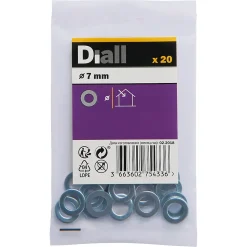 Rondelles plates étroites en acier au carbone ø 7mm - 20 pièces
