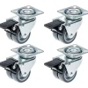 Roulette double 50mm 2" caoutchouc gris pivotante avec frein capacité 280kg, jeu de 4