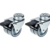 Roulette double 50mm 2" caoutchouc gris pivotante avec frein capacité 140kg, jeu de 2