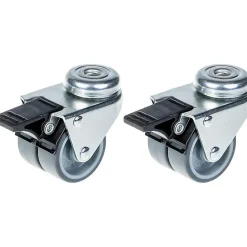 Roulette double 50mm 2" caoutchouc gris pivotante avec frein capacité 140kg, jeu de 2