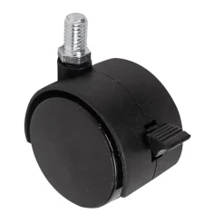 Roulette jumelée pivotante avec frein ø50 mm, plaque 10 x 15 mm, charge max 40kg