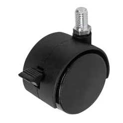 Roulette jumelée pivotante avec frein ø50 mm, plaque 10 x 15 mm, charge max 40kg