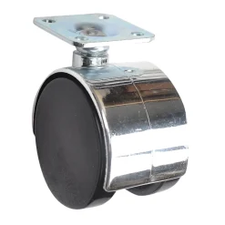Roulette jumelée pivotante sans frein ø50 mm, plaque 38 x 38 mm chromé, charge max 40 kg