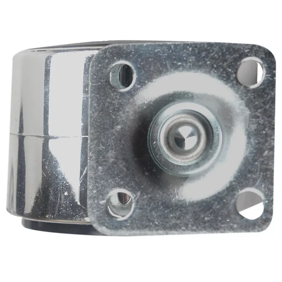 Roulette jumelée pivotante sans frein ø50 mm, plaque 38 x 38 mm chromé, charge max 40 kg