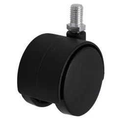 Roulette jumelée pivotante sans frein ø50 mm, tige filetée 10 x 20 mm, charge max 40kg